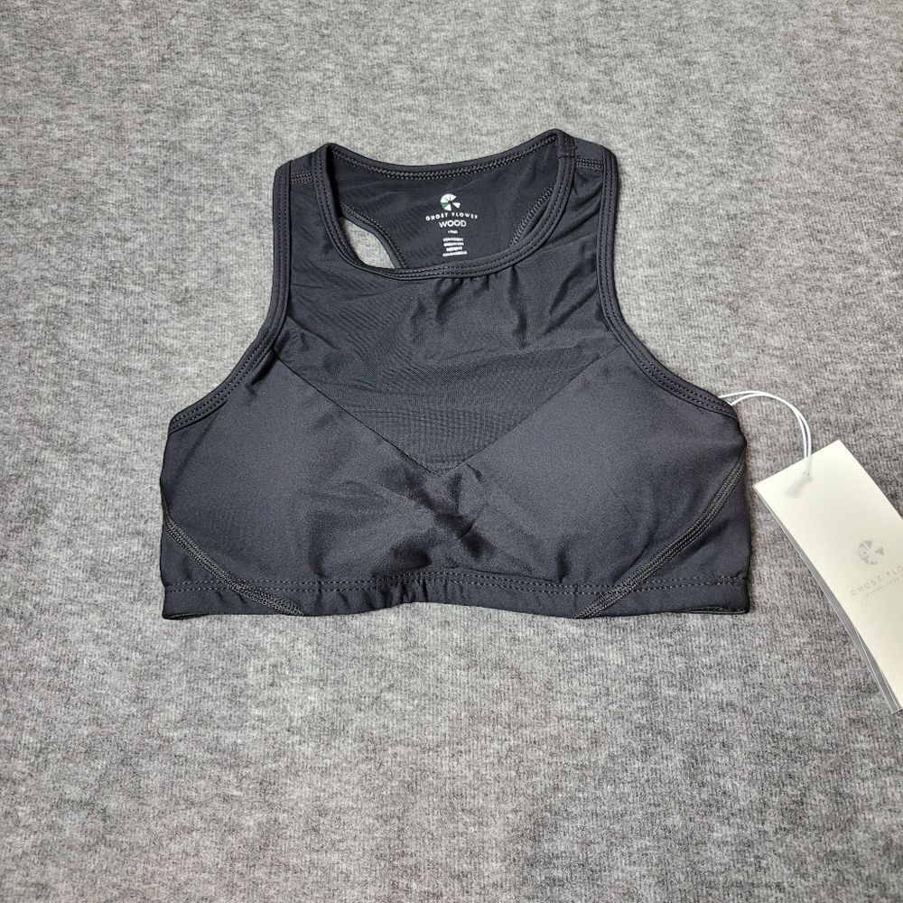 Ghost Flower  Women's Size XS Athletic Sport Bra  Black Mesh New